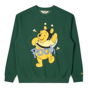 RSVLTS Bumble Bear Crewneck Sweatshirt in Green — front view
