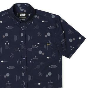 RSVLTS Echoes of Battle KUNUFLEX Short Sleeve Shirt in Black — front view
