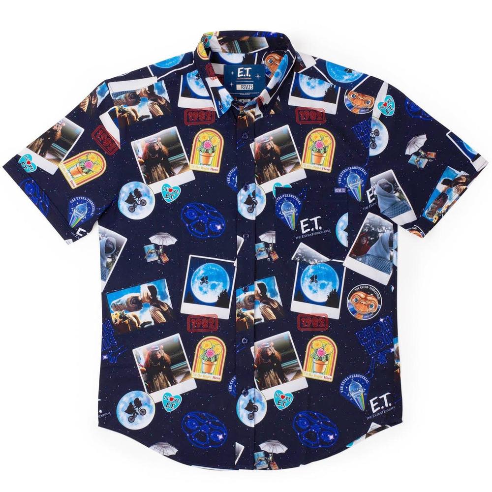 RSVLTS Celestial Greetings KUNUFLEX Short Sleeve Shirt in Blue — detail 3