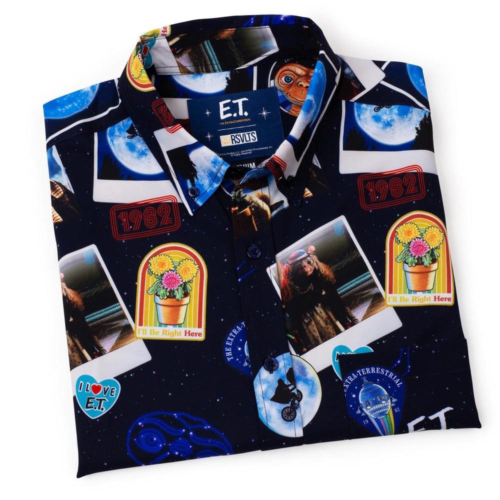 RSVLTS Celestial Greetings KUNUFLEX Short Sleeve Shirt in Blue — detail 11