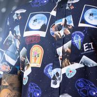 RSVLTS Celestial Greetings KUNUFLEX Short Sleeve Shirt in Blue — detail 8