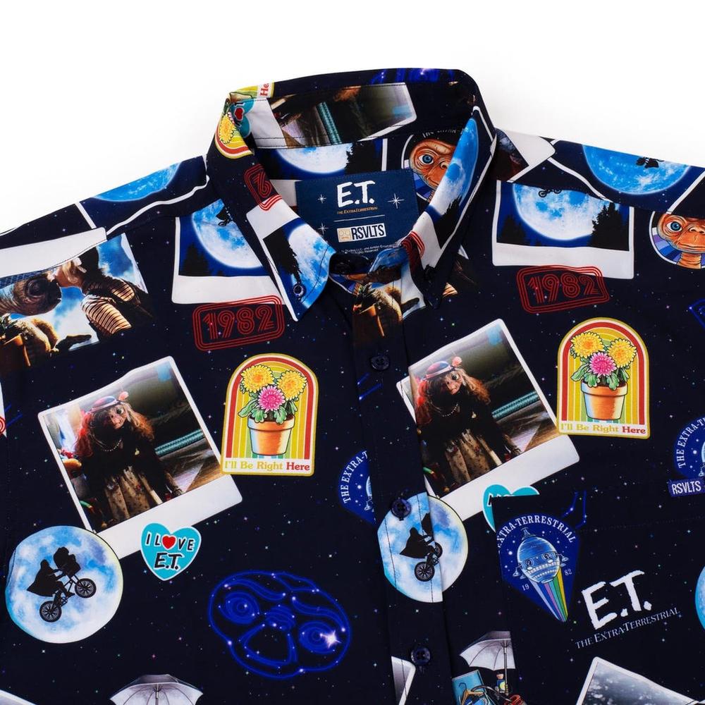 RSVLTS Celestial Greetings KUNUFLEX Short Sleeve Shirt in Blue — detail 10