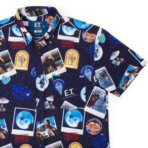 RSVLTS Celestial Greetings KUNUFLEX Short Sleeve Shirt in Blue — front view