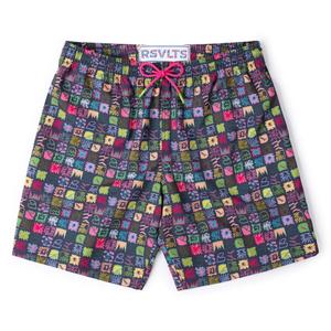 RSVLTS Scribble Squares Hybrid Shorts in Multicolor — front view