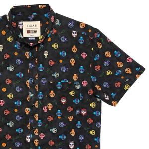 RSVLTS Calavera KUNUFLEX Short Sleeve Shirt in Black — front view