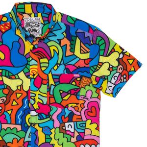 RSVLTS Inside the Mind of J KUNUFLEX Short Sleeve Shirt in Multicolor — front view
