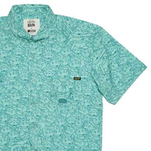 RSVLTS The Crane Escape KUNUFLEX Short Sleeve Shirt in Green — front view