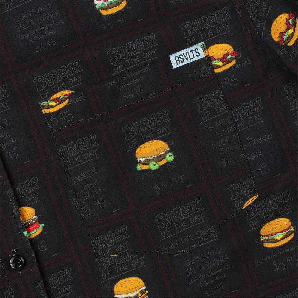 RSVLTS Burgers of the Day KUNUFLEX Short Sleeve Shirt in Black — detail 5