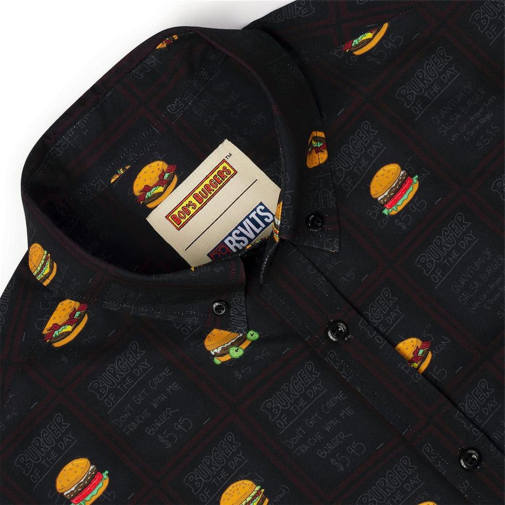 RSVLTS Burgers of the Day KUNUFLEX Short Sleeve Shirt in Black — detail 8