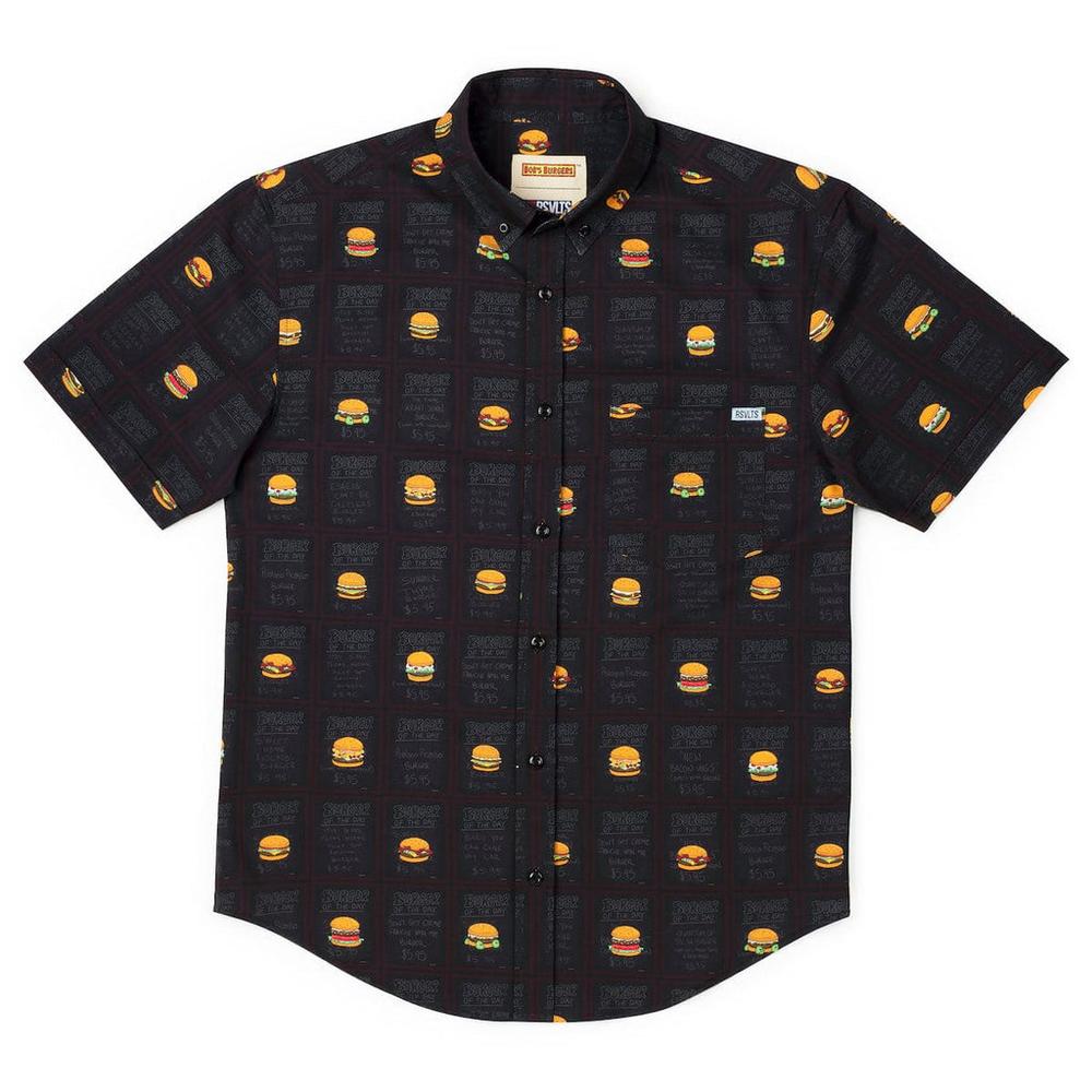 RSVLTS Burgers of the Day KUNUFLEX Short Sleeve Shirt in Black — detail 7