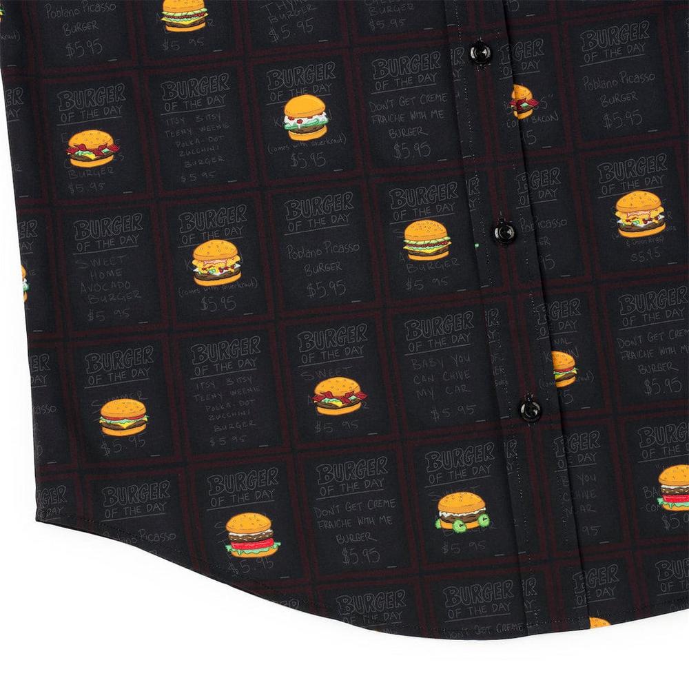 RSVLTS Burgers of the Day KUNUFLEX Short Sleeve Shirt in Black — detail 9