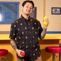 RSVLTS Burgers of the Day KUNUFLEX Short Sleeve Shirt in Black — detail 4