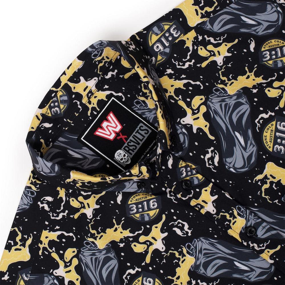 RSVLTS Can of Whoopass KUNUFLEX Short Sleeve Shirt in Black — detail 6