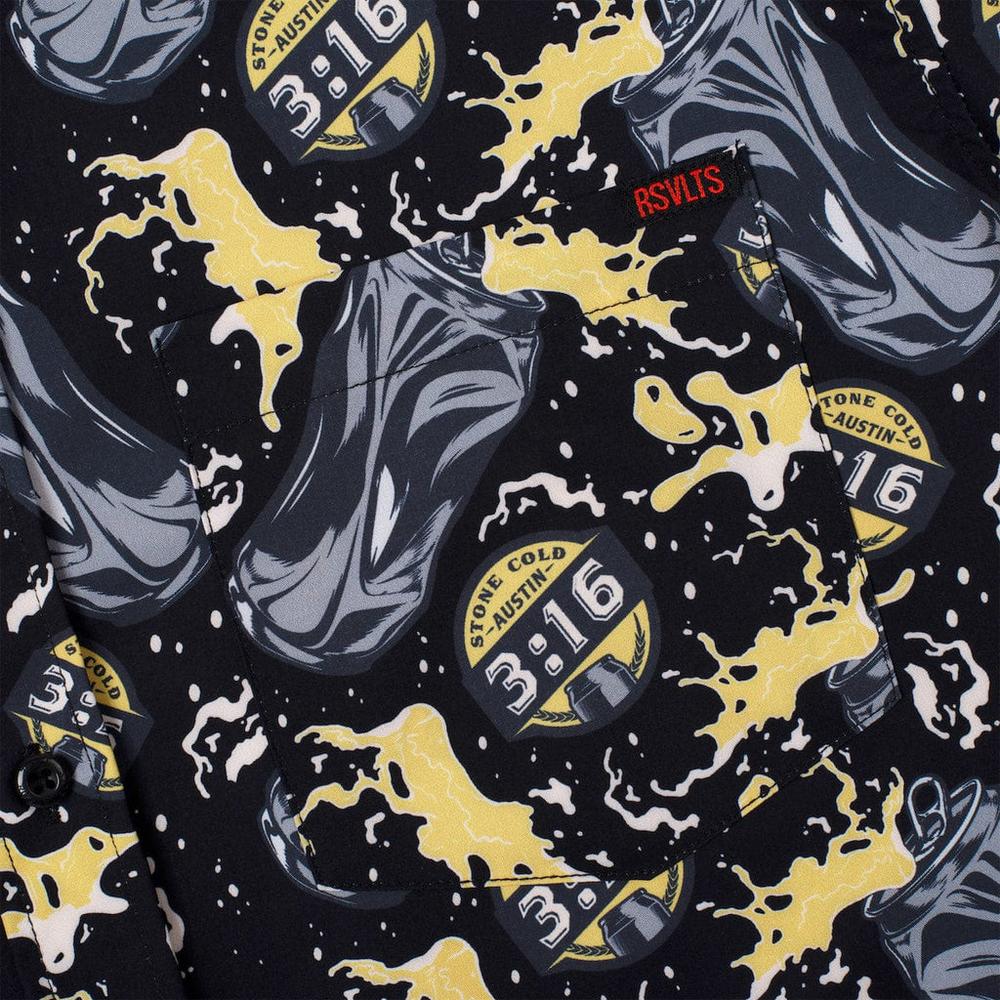 RSVLTS Can of Whoopass KUNUFLEX Short Sleeve Shirt in Black — detail 4