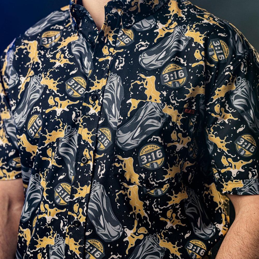 RSVLTS Can of Whoopass KUNUFLEX Short Sleeve Shirt in Black — front view