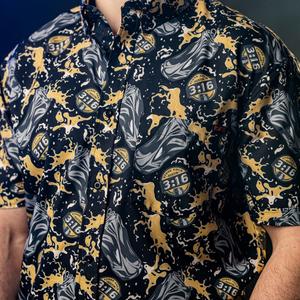 RSVLTS Can of Whoopass KUNUFLEX Short Sleeve Shirt in Black — front view