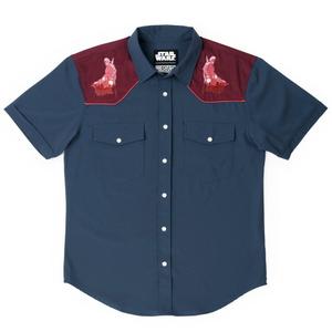 RSVLTS Warm or Cold Roper Short Sleeve Shirt in Blue — front view