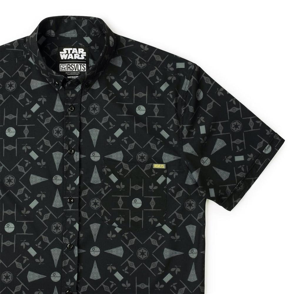 RSVLTS Grand Moff Couch KUNUFLEX Short Sleeve Shirt in Black — front view