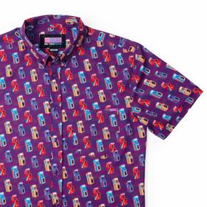 RSVLTS Game Over KUNUFLEX Short Sleeve Shirt in Purple — front view
