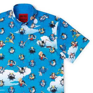 RSVLTS Join My Crew! KUNUFLEX Short Sleeve Shirt in Blue — front view