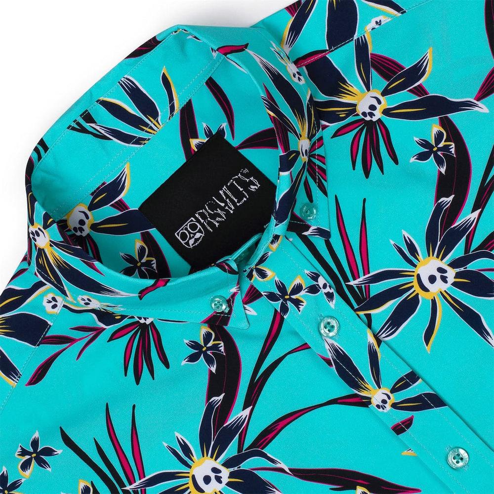 RSVLTS Loves Me Not KUNUFLEX Short Sleeve Shirt in Blue — detail 6