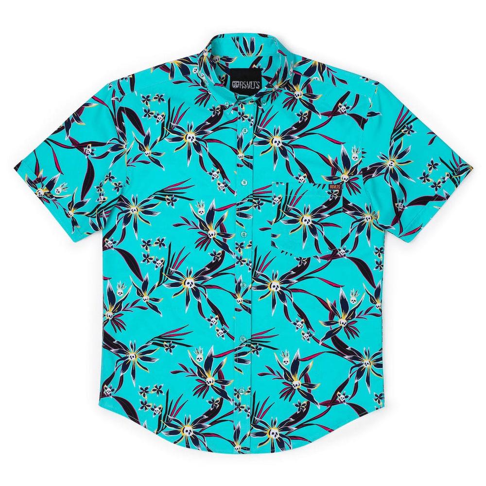 RSVLTS Loves Me Not KUNUFLEX Short Sleeve Shirt in Blue — detail 5