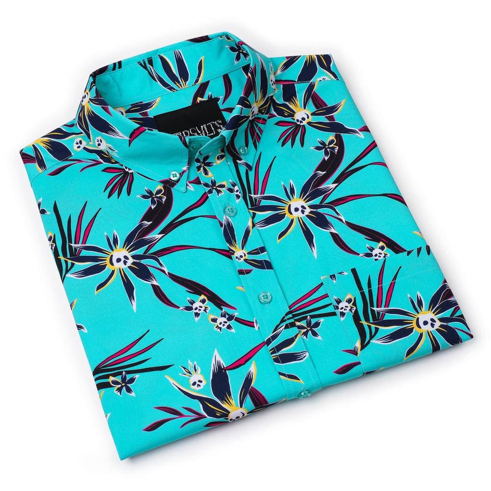 RSVLTS Loves Me Not KUNUFLEX Short Sleeve Shirt in Blue — detail 8