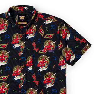 RSVLTS The Masked Man KUNUFLEX Short Sleeve Shirt in Black — front view