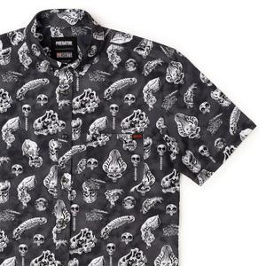 RSVLTS Trophy Wall KUNUFLEX Short Sleeve Shirt in Gray — front view