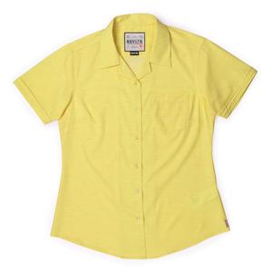 RSVLTS Extreme Solar Flare Women's KUNUFLEX Short Sleeve Shirt in Yellow — front view