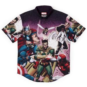 RSVLTS Asgard’s Worst KUNUFLEX Short Sleeve Shirt in Black — front view