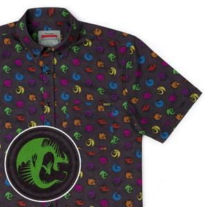 RSVLTS Sizzlin' Sigils KUNUFLEX Short Sleeve Shirt in Gray — front view