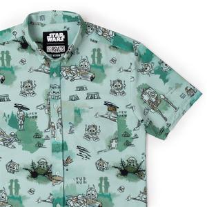 RSVLTS Ewok Warriors KUNUFLEX Short Sleeve Shirt in Green — front view