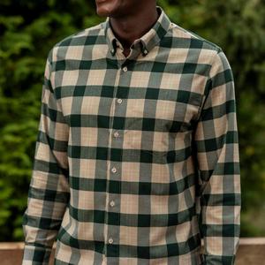 RSVLTS Plaid Kroeger BorlandFlex Long Sleeve Flannel in Green — front view