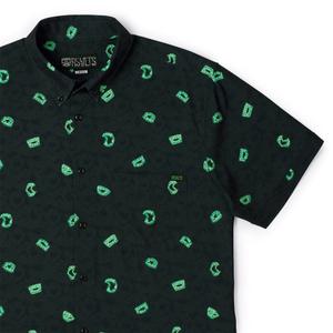 RSVLTS Fluorescent Fangs KUNUFLEX Short Sleeve Shirt in Black — front view