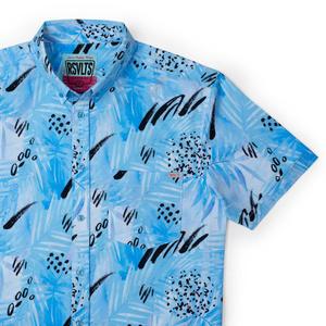 RSVLTS Blueberry Bomb Blast KUNUFLEX Short Sleeve Shirt in Blue — front view