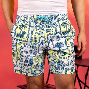 RSVLTS La Dolce Vita Hybrid Shorts in Blue — front view