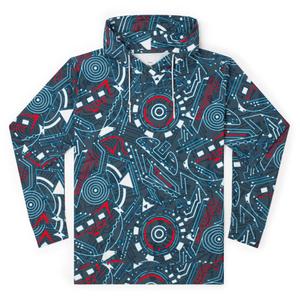 RSVLTS Greetings Programs Performance Hoodie in Blue — front view