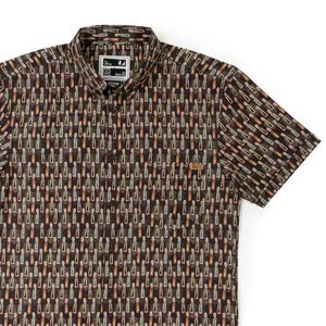 RSVLTS Octoby KUNUFLEX Short Sleeve Shirt in Brown — front view