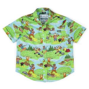 RSVLTS Forest Fourth Preschool KUNUFLEX Short Sleeve Shirt in Green — front view