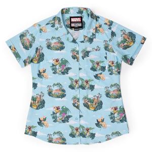 RSVLTS Savage Land Women's KUNUFLEX Short Sleeve Shirt in Blue — front view