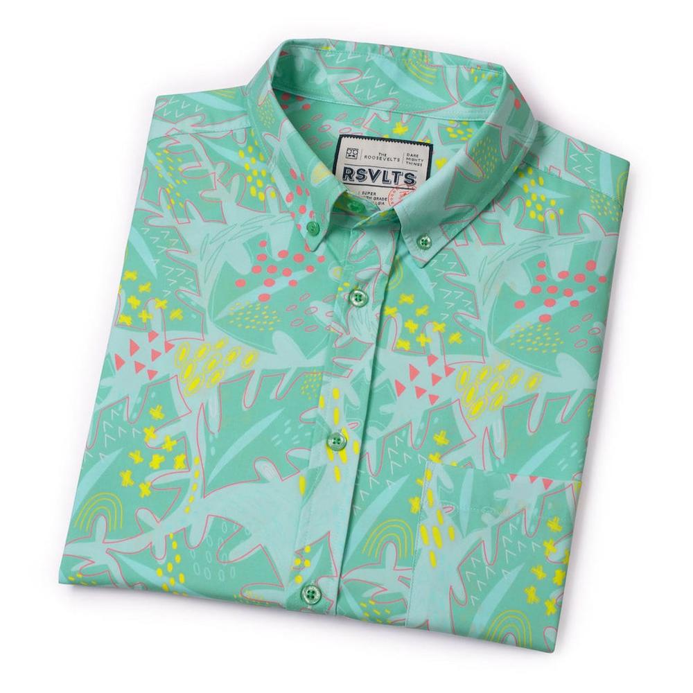 RSVLTS Wildberry Cove KUNUFLEX Short Sleeve Shirt in Green — detail 10