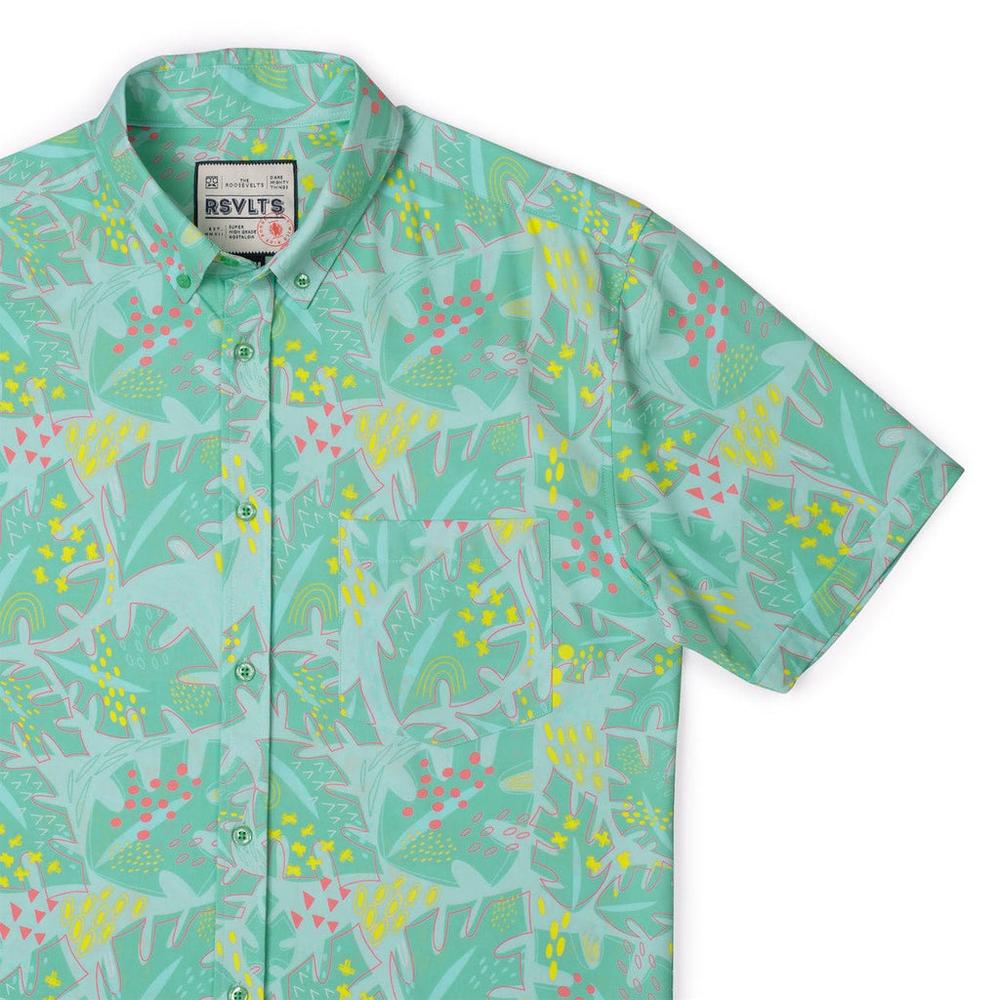 RSVLTS Wildberry Cove KUNUFLEX Short Sleeve Shirt in Green — detail 4
