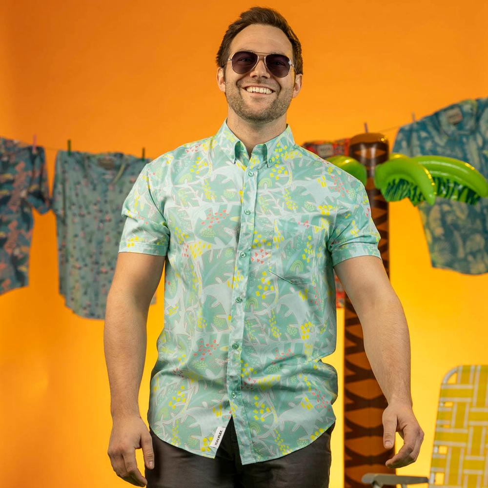 RSVLTS Wildberry Cove KUNUFLEX Short Sleeve Shirt in Green — detail 5