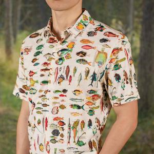 RSVLTS Fantastical Fish Bamboo Short Sleeve Shirt in Multicolor — front view