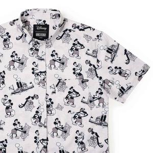 RSVLTS Steamboat Mickey KUNUFLEX Short Sleeve Shirt in White — front view