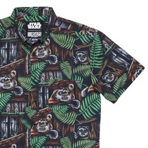 RSVLTS Welcome to the Forest Moon KUNUFLEX Short Sleeve Shirt in Brown — front view