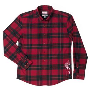 RSVLTS Scarlet Witch BorlandFlex Long Sleeve Flannel in Red — front view