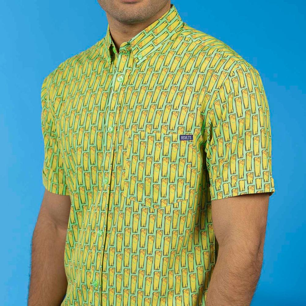 RSVLTS My Best Friend Plank KUNUFLEX Short Sleeve Shirt in Green — detail 8