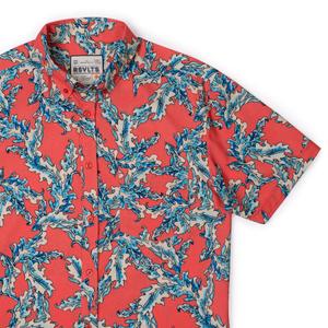 RSVLTS 20,000 Leaves Under The Sea KUNUFLEX Short Sleeve Shirt in Red — front view